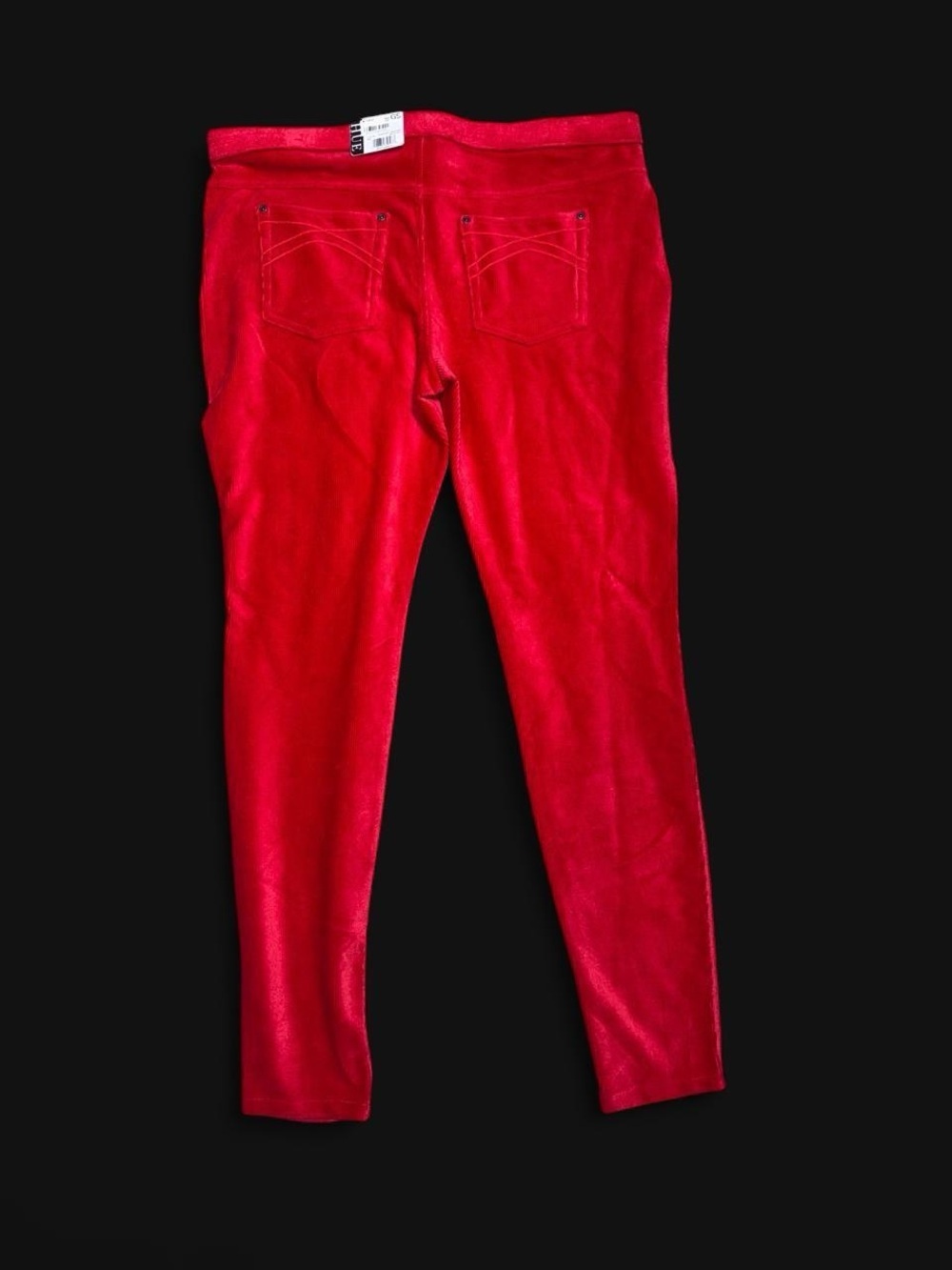 HUE Red Velour Corduroy Stretch Leggings Pants Women’s XL Pull-On Skinny - Picture 5 of 5